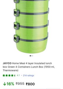 Jayco 4 Layer Insulated Tiffin Box 1950 Ml