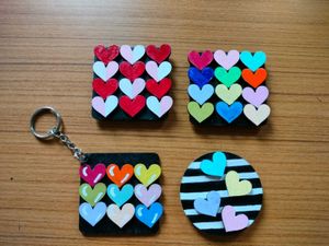 Handmade Heart Fridge Magnets & Keychain