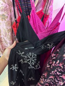 Embroidered Black Sundress