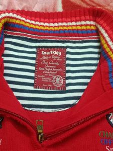 Red Quarter-Zip Knit Sweater