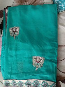 Green Party Wear New Saree