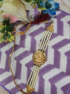 Pearl and Gold Tone Adjustable Necklace