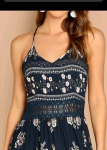 SHEIN Guipure Lace Insert Split Floral Maxi Cami