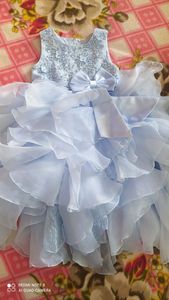 Baby Blue Frozen Elsa Frock Gown For Princess