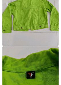 Lime Green Cropped Denim Jacket