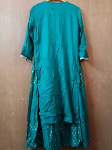 Teal &amp; Gold Brocade Anarkali