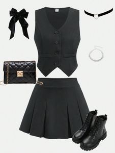 Black Vest and skirt Co-ord Outfit