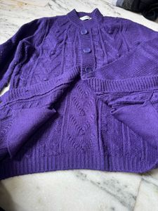 Purple Knit Cardigan