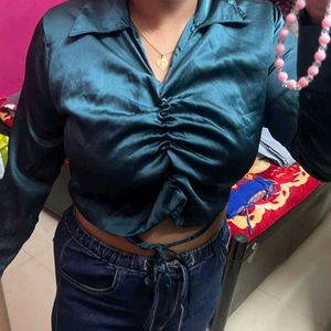 Teal Satin Style Top