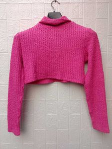 New With Tag Korean Pink Knit Crop Top
