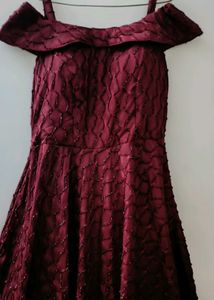 Burgundy Off-Shoulder Dress