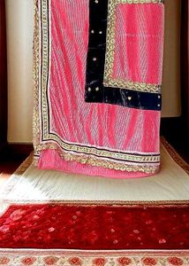 Pink Velvet Saree