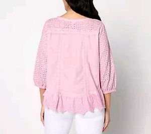 Pink Eyelet Peplum Top