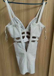 TOBI Beige Bodycon cage Dress