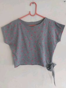 Striped Sleeve Gray Tee