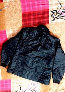 WOMEN SOLID BLACK PUFFER JACKET (SIZE-S)