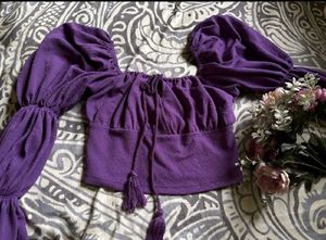 Purple Off-Shoulder Peasant Top