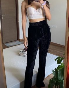 ZARA Black Velvet Pants