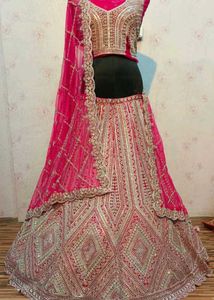Unstiched Rose Colour Bridal Lehenga Choli