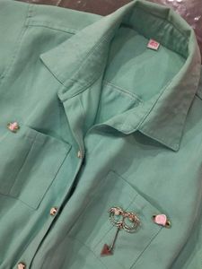 Vintage Turquoise Button-Down Dress