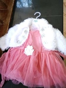 Pink Dress with Fur Bolero