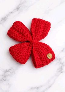 Red Crocheted Bow Hair Clip