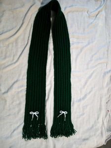 Handmade crochet Green Scarf with bow