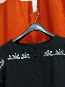 Embroidered Black Long Sleeve Top