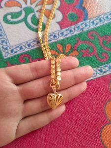 1 Gram Gold Heart Pendant Chain With Garenti