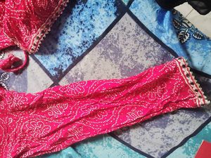 Red Printed Kurta(Side Opened)