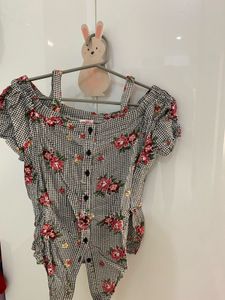 Floral Gingham Top