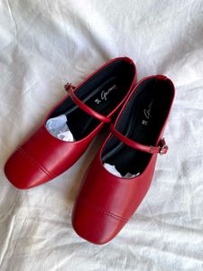 Red Mary Jane Flats