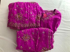 Pink Embroided Lehenga Choli Set (Women’s)