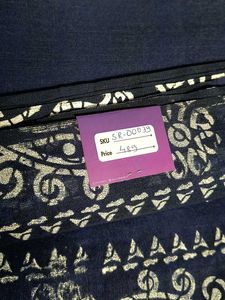Batik Handloom Saree - Navy Blue