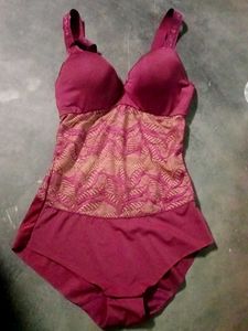 Burgundy Lace Bodysuit Tummy Tucker