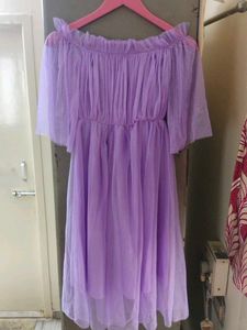 Lavender Tulle Off-Shoulder Dress