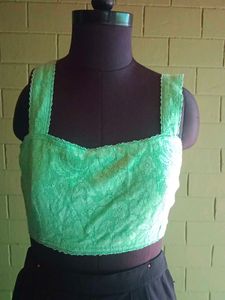 American Eagle Green Lace Cropped Tank