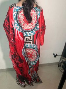 Red Printed Kaftan Dress