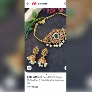 Gold -Plated Pearls Beaded Jewellery Set