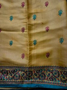 Unused Elegant Embroidered Saree, Haldi yellow