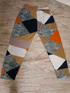 Patchwork Print Casual Pants
