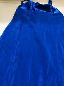 Satin halter Fish Cut Blue one Piece Dress