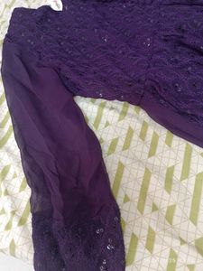 Xl New Unused Elegant Chikankari Purple Anarkali