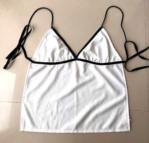 White Cami Top with Black Trim