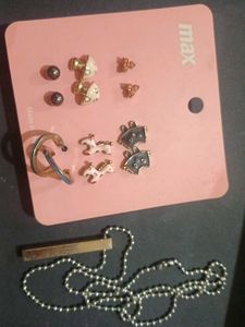cute earrings & silver chain