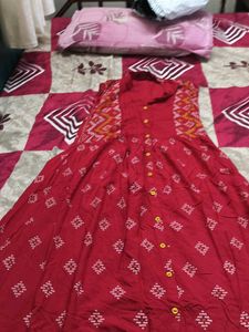 Red Printed Dress(Used 2 Times)