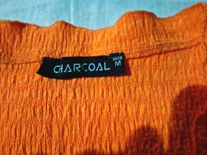 Orange Casual Top - Size M