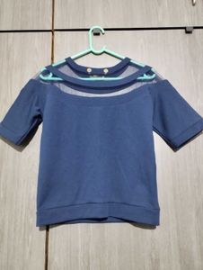 Stylish Blue Sheer Top