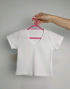 Cute White V-Neck T-Shirt