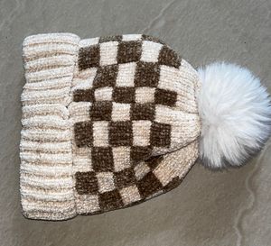 Vintage Checkered Pom Beanie